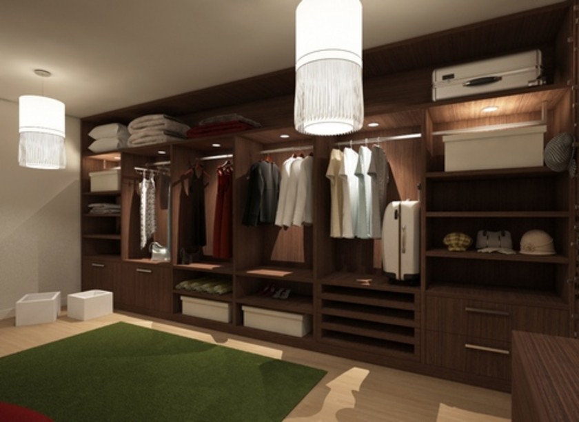 Классическая гардеробная комната из массива с подсветкой Краснодар