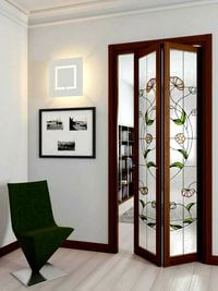 Двери гармошка с витражным декором Краснодар